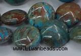 CAG9516 15.5 inches 16mm flat round blue crazy lace agate beads