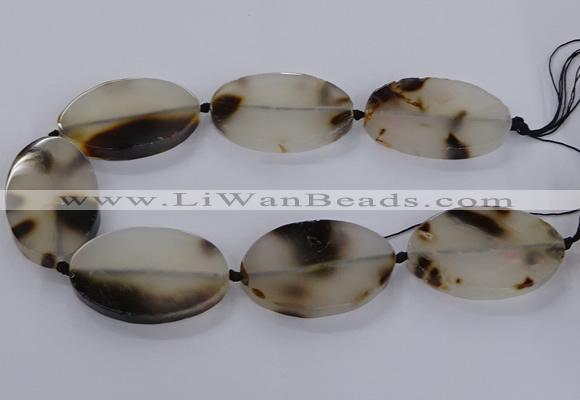 CAG9534 15.5 inches 35*55mm oval grey agate gemstone beads