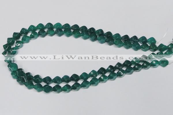 CAG960 15.5 inches 8*10mm twisted rice green agate gemstone beads