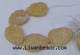 CAG9671 7.5 inches 30*40mm teardrop champagne plated druzy agate beads