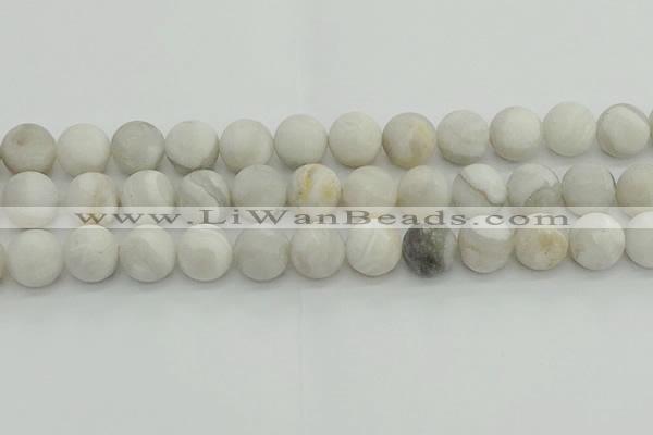 CAG9705 15.5 inches 14mm round matte grey agate beads wholesale