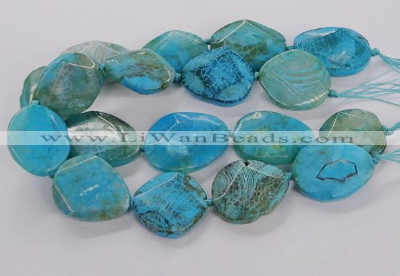 CAG9757 15.5 inches 30*35mm - 35*45mm faceted freeform agate beads