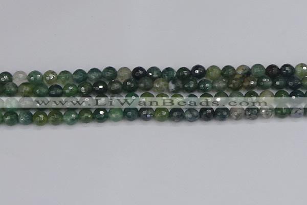 CAG9824 15.5 inches 6mm faceted round moss agate beads