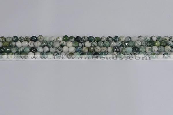 CAG9837 15.5 inches 4mm faceted round tree agate beads