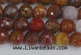 CAG9846 15.5 inches 6mm faceted round red moss agate beads