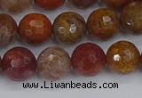 CAG9847 15.5 inches 8mm faceted round red moss agate beads