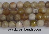 CAG9852 15.5 inches 4mm faceted round ocean fossil agate beads