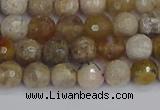 CAG9853 15.5 inches 6mm faceted round ocean fossil agate beads