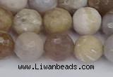 CAG9855 15.5 inches 10mm faceted round ocean fossil agate beads