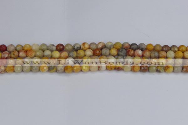 CAG9868 15.5 inches 4mm faceted round yellow crazy lace agate beads