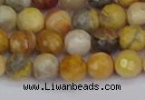 CAG9869 15.5 inches 6mm faceted round yellow crazy lace agate beads