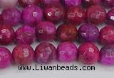 CAG9876 15.5 inches 6mm faceted round fuchsia crazy lace agate beads