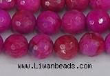 CAG9877 15.5 inches 8mm faceted round fuchsia crazy lace agate beads