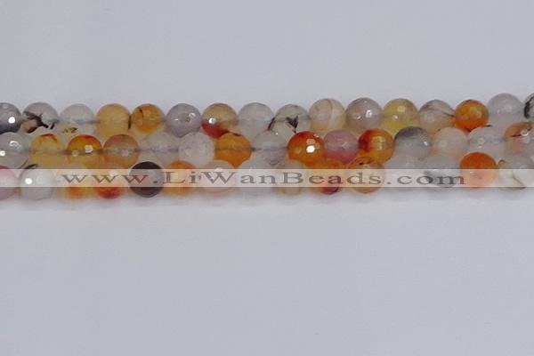 CAG9892 15.5 inches 10mm faceted round dendritic agate beads