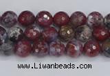 CAG9903 15.5 inches 4mm faceted round red lightning agate beads