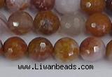 CAG9912 15.5 inches 8mm faceted round red moss agate beads