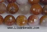 CAG9913 15.5 inches 10mm faceted round red moss agate beads