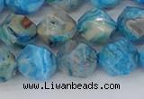 CAG9959 15.5 inches 10mm faceted nuggets blue crazy lace agate beads