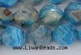 CAG9960 15.5 inches 12mm faceted nuggets blue crazy lace agate beads