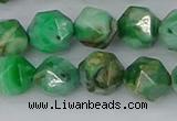 CAG9965 15.5 inches 10mm faceted nuggets green crazy lace agate beads