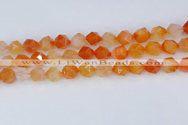 CAG9978 15.5 inches 12mm faceted nuggets red agate beads