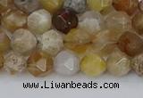 CAG9993 15.5 inches 6mm faceted nuggets ocean fossil agate beads