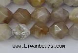 CAG9994 15.5 inches 8mm faceted nuggets ocean fossil agate beads