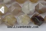 CAG9995 15.5 inches 10mm faceted nuggets ocean fossil agate beads