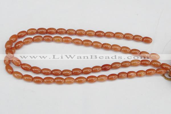 CAJ150 15.5 inches 8*12mm rice red aventurine jade beads