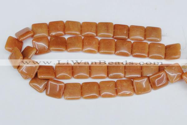 CAJ156 15.5 inches 20*20mm square red aventurine jade beads