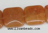 CAJ157 15.5 inches 25*25mm square red aventurine jade beads