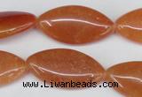 CAJ165 15.5 inches 15*30mm marquise red aventurine jade beads