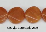 CAJ170 15.5 inches 20mm faceted coin red aventurine jade beads