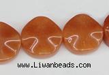 CAJ171 15.5 inches 20mm wavy coin red aventurine jade beads