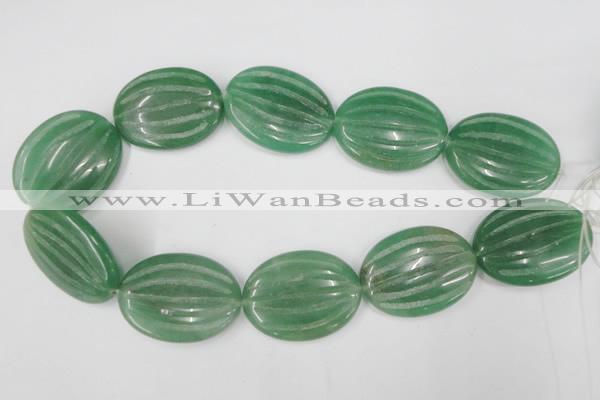 CAJ308 15.5 inches 30*40mm carved oval green aventurine jade beads