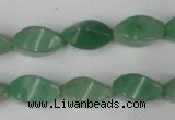 CAJ310 15.5 inches 8*16mm twisted tetrahedron green aventurine jade beads