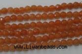 CAJ360 15.5 inches 4mm faceted round red aventurine beads wholesale