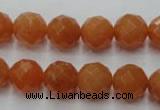 CAJ364 15.5 inches 12mm faceted round red aventurine beads wholesale