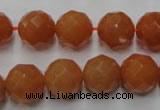 CAJ365 15.5 inches 14mm faceted round red aventurine beads wholesale