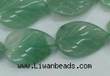 CAJ56 15.5 inches 18*25mm twisted leaf green aventurine jade beads