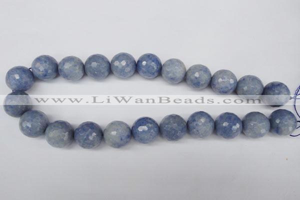 CAJ567 15.5 inches 18mm faceted round blue aventurine beads wholesale