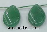 CAJ62 Top-drilled 22*30mm twisted teadrop green aventurine jade beads