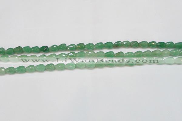 CAJ638 15.5 inches 8*10mm faceted teardrop green aventurine beads