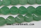 CAJ664 15.5 inches 8*10mm twisted rice green aventurine beads