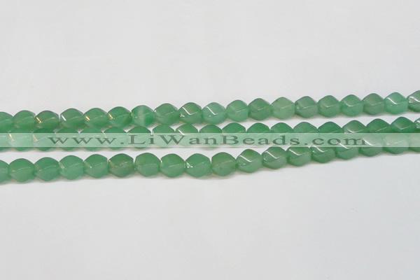 CAJ664 15.5 inches 8*10mm twisted rice green aventurine beads