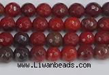 CAJ758 15.5 inches 4mm faceted round apple jasper beads