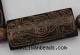 CAL12 14.5 inches 28*60mm carved rectangle agalmatolite beads