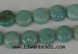 CAM1017 15.5 inches 12mm flat round natural Russian amazonite beads