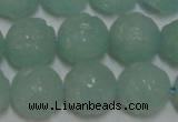 CAM1125 15.5 inches 14mm carved round amazonite beads wholesale