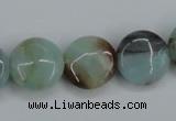 CAM122 15.5 inches 16mm flat round amazonite gemstone beads